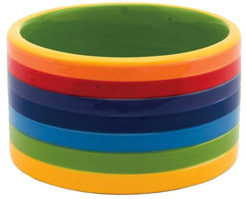 Rainbow Stripe Bright Ceramic Dog Bowl, Pets Water And Food Bowls, Durable Dishwasher Microwave Safe Small And Large Dog Bowls Modern Pet Feeder, Non Spill