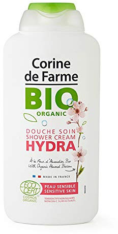Corine de Farme Douche Soin Hydra - Gel Douche Hydratant Liquide à la Fleur d'Amandier et à l'Aloe Vera, Parfum Frais - Formule Bio 100% Clean Beauty, Sans Sulfates et Certifiée Ecocert - 300ml