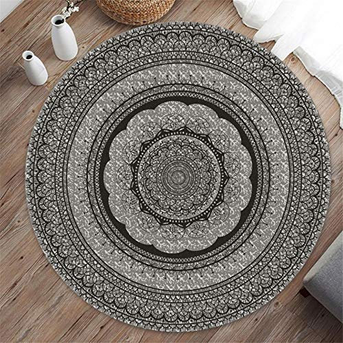 Morbuy Runder Teppich Innenbereich, Nordischer klassischer Stil Flur Teppich Polyester Wohnzimmer Fussabstreifer rutschfest und Waschbar Praktische Fußabtreter (60cm,Klassizismus)