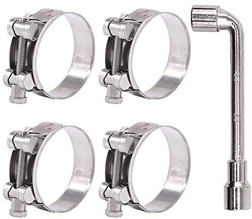 Glarks 4 fascette stringitubo con bullone a T da 68-73 mm, in acciaio inossidabile 304, resistenti, morsetti regolabili per tubi da 6,8 a 73 mm di diametro (68-73 mm)