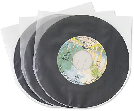 sdroceRyaM 50PCS 10 Inches Vinyl Record Inner Sleeves Anti Static Plastic Round Bottom Protective Sleeves for 78 RPM SP Vinyl Record, Translucent