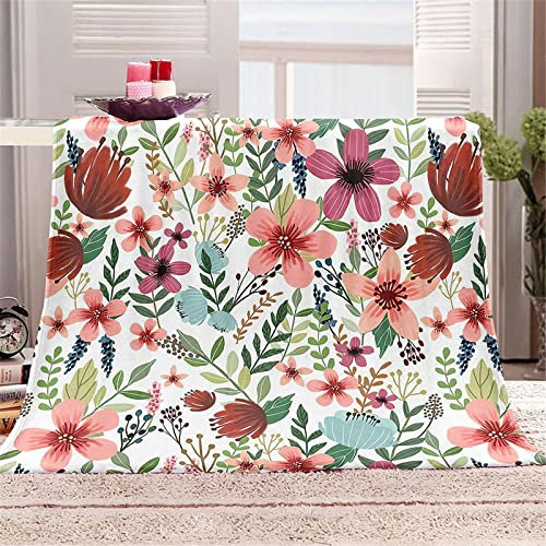 FANSU 3D Plaid Couverture Polaire Flanelle, Imprimé Hiver Chaude Douce Moelleuse Microfibre Couverture de Lit Couvre-lit Jeté de Canapé, Convient Adulte et Enfant (Fleur Rose,100x150cm)
