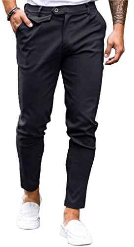 Mens Chinos Slim Fit Pants Stretch Tapered Dress Pant Casual Trousers