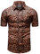 fohemr Mens Leopard Printed Shirt Short Sleeve Casual Button Down Retro Cheetah Print Shirt Orange Large