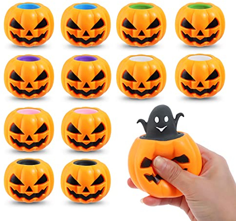 Halloween-Quetsch-Spielzeug, 12 Stück Süßes oder Leckereien Partygeschenk | 6 Farben Kürbis Geisterspielzeug für Stressabbau, Squishy Party Mitgebsel Kinder, Give Aways Gastgeschenke