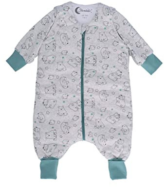 Sterntaler Baby Unisex Schlafsack mit Beinen Eisbär Elia - Baby Overall - beige meliert, 90cm