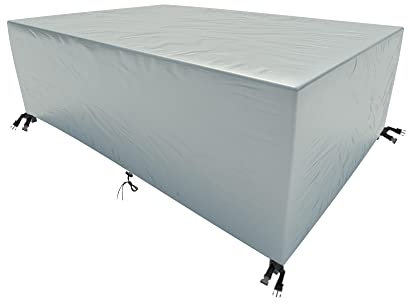 Abdeckung für Gartenmöbel Set Alle Größen Silber-Grau Schutzhülle für Sitzgruppe Wasserdicht UV-Beständiges Rechteckig Gartentisch-Loungemöbel Abdeckplane mit Feste Schnalle Kordelzug 280x160x83cm