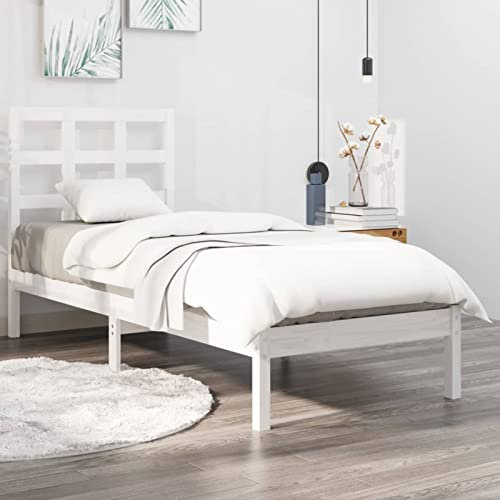 Norheim Massivholzbett Holzbett Bettrahmen Mit Lattenrost Einzelbett Bett Lattenrost Massivholzbett Komforthöhe Schlafzimmer Weiß 90x200 cm
