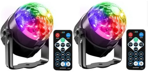 Muuoeou 2Pcs Luci Attivate dal Suono con Luci da DJ Palla Disco Luce Lampada Strobe per Feste di Compleanno Natale Halloween per la Decorazione della Stanza di Casa Spina EU