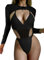EVELUST Rave Outfits for Women - Festival Neon Bodysuit Long Swimsuits Mesh Buckle Shrug Crop Top Club Party 2 Pcs Set(Black,M,1017w)