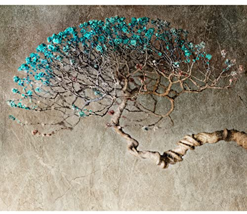 murando - Vlies Fototapete Baum 350x256cm - Foto Tapete Schlafzimmer Wohnzimmer Vliestapete XXL Wandtapete Motivtapeten Bildtapete 3d Effekt Wand Dekoration - Rustikal türkis braun b-C-10331-a-a