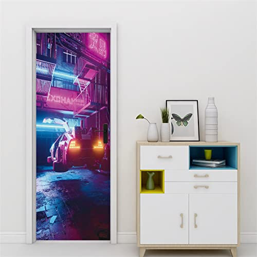 3D Türaufkleber Abstrakt&Auto Türposter Türaufkleber Wasserdicht Abnehmbare Vinyl türfolie Fototapete diy Wandbild Wohnzimmer Schlafzimmer Kinderzimmer Badezimmer B85 x H205cm