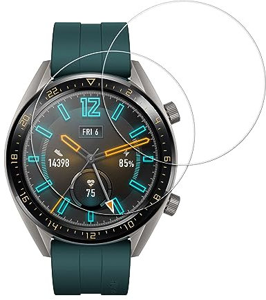 kwmobile Protector de Vidrio Compatible con Huawei Watch GT Active Cristal Pantalla - 2X Protector para Esfera de smartwatch