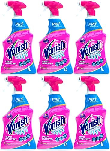 Vanish Professional Oxi Action Carpet and Upholstery Stain Remover Spray 1L, 30 seconds stain removal, Eliminates even strong odours (6 x 1L Spray)