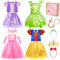 MELAND Princess Costumes for Girls - 4 Set of Princess Dress up for Girls, Fancy Dress Up Clothes for Kids & Toddlers Halloween Birthday Presents Gifts