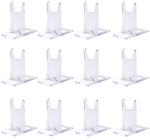 Molyorch 12 Pièces Chevalets en Plastique, Porte Livre Transparent Présentoir, Présentoirs Livre, pour Affichage Carte, Placement Livres, Cadre Photo Artistique