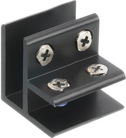 sourcing map Abrazadera de Vidrio de 90 Grados, para Soporte de Estante de Vidrio Ajustable de 10-12 mm de Grosor, Abrazadera de Clip de Vidrio de Aleación de Aluminio, Color Negro