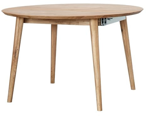 Lomadox Tisch Ausziehtisch rund, 120cm Durchmesser, ausziehbar auf 165cm, Wildeiche massiv geölt, Massivholz