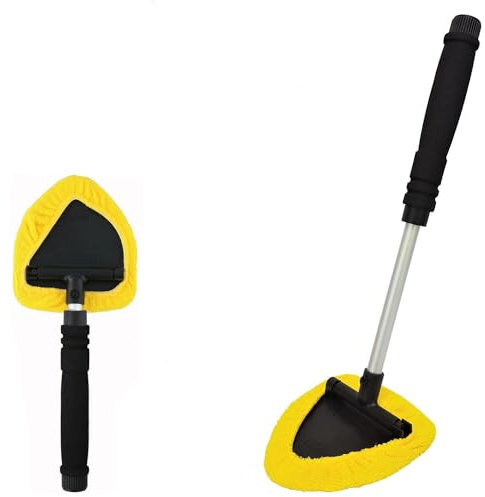 Vivo Technologies Extendable Car Window Cleaner,49cm Glass Cleaner Windscreen Demister Tool, Cleaner Brush with Detachable Handle Cleaning Wand Tool and Microfiber Cloth Demister Pad