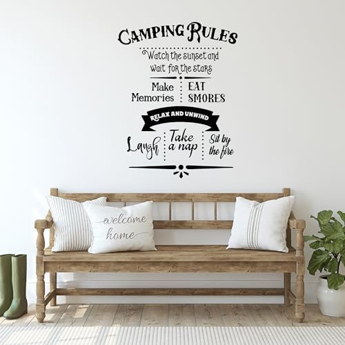 GRAZDesign Wandtattoo Sprüche Camping Regeln, Camper, Reise Aufkleber für Wohnzimmer, Flur, Innen und Außen - 39x30cm / türkis