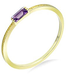 Beydodo Damen Ringe Gold 585 Echtgold, Verlobungsring Solitär mit Rechteck Amethyst Hochzeitsringe Eheringe Nickelfrei Gr.56
