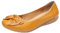 rismart Women's Leather Ballet Flats Slip on Ballerina Pumps Work Shoes with Bow Yellow,6