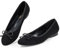 GENSHUO Women's Ballerina Shoes, Flat Slip-On Round Head, Classic Basic Style with Bow Decoration, Comfortable Casual Shoes, Black Suede, 6.5 UK