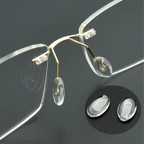 OPUGIT Push-in Eyeglass Nose Pads,10 Pairs Glasses Nose Piece Soft Silicone Nose Guards Clear Anti-Slip Nose Bridge Pads Replacement for Rimless/Frameless Eyewear Frame