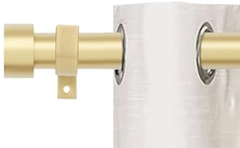 Gardinenstangen – Endkappen-Design, ausziehbare Gardinenstangen aus Metall für Türvorhänge, robuste Gardinenstangen, 2,5 cm Durchmesser. (Gold 80 bis 300 cm)