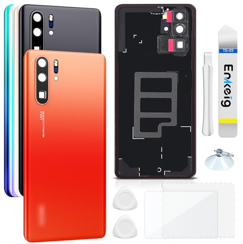 Enkeig Vitre arrière Remplacement pour Huawei P30 Pro Couvercle Batterie avec Kit Réparation (Ambre)