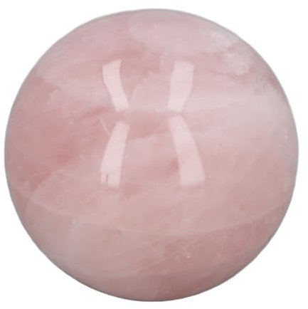 Qcwwy Sphère en cristal de quartz rose, sphère de quartz rose de 5 cm, boule de cristal de pierres précieuses avec base transparente, boule de cristal rose, boule de cristal