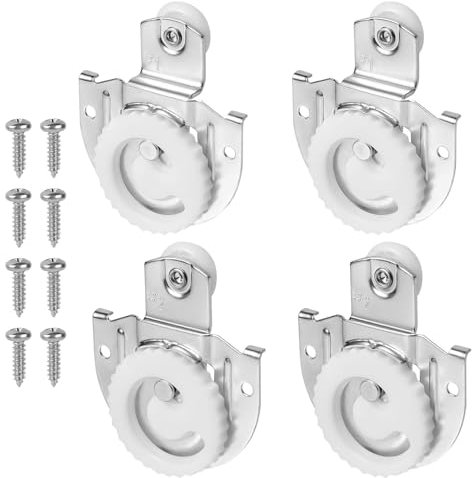 4pcs Sliding Closet Door Roller Kit, Bypass Sliding Hardware Knob Includes 4 Scroll Wheel and 8 Screws to Allow Wardrobe Cabinet Doors Replacement to Slide Smoothly and Quietly