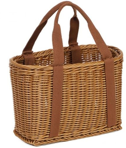 Ymxygz Panier De Courses Tissé À Main en Rotin, Grands Paniers De Pique-Nique, Panier De Rangement De Fruits Légumes, D'épicerie avec Poignée