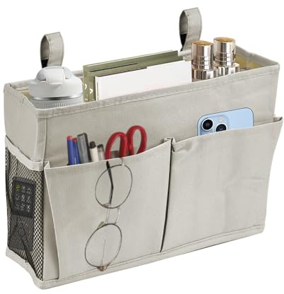 YBCCBY Betttaschen Bett Organizer zum Einhängen Bettaufhänger Verstellbares Klebeband Hängeaufbewahrung Bett Korb Hängeorganizer Hängetasche Aufbewahrungstasche für Schule Büro（29 * 20.5 * 11cm）