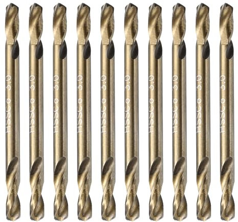 sourcing map 10Pcs Cobalt Drill Bits Double Ended 3mm/0.12 M35 High Speed Steel Twist Drill Bit Stubby Body for Hardened Steel Wood Plastic Cast Iron