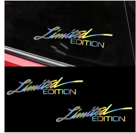 JNNJ 2 Stück Buchstaben Limited Edition Racing Aufkleber, Limited Edition Reflektierender Autoaufkleber, Motorradaufkleber Auto Fenster Karosserie Aufkleber, Auto Dekoratives Zubehör(Laser)