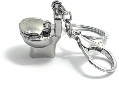 FizzyButton Gifts Toilet Keyring Key Ring and Lobster Clasp with Silver Tone Charm