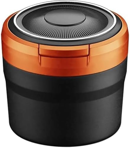 Tragbare Auto Aschenbecher für Jaguar XKR (2005-2015), Selbstverlöschender Geruchssicher Aschenbecher, Auto Aschenbecher mit Deckel,Orange/B