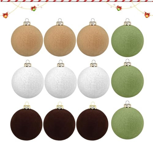 12 Stück beflockte Weihnachtsbaumkugeln aus Samt, Weihnachtsbaumdekoration, Burgunder, beflockt, Weihnachtsdekoration, Samt, beflockte Kugeln für den Baum