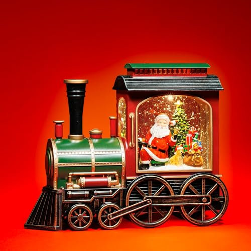 SIKORA WL14 LED Schneelaterne Wasserlaterne Lokomotive mit aufwirbelnden Flocken und Musik