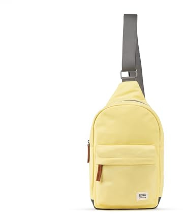 ROKA London Willesden Sling Bag – Lightweight Recycled Nylon Crossbody Bag for Women & Men, Water-Resistant Everyday Shoulder Bag with Secure Zip Pockets & Adjustable Strap (Citron, Small)