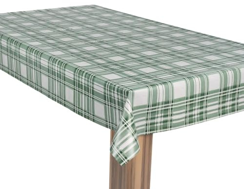 laro Wachstuch-Tischdecke Wachstischdecke Gartentischdecke Karo Grün Weiß, Muster:Karo Grün Weiß, Größe:110x200