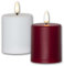 LED Außen-Kerze PAULA, Gedenkkerze aus Kunststoff, Leuchtfarbe warmweiß, Höhe 10cm, Durchmesser 6,1cm, Timer & Dämmerungssensor, weiß & rot, 2 Stück