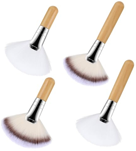 4PCS Facial Brushes, Fluffy Facial Brushes for Highlighting | For Blush Application, Professional Esthetician Tools with Soft Bristles