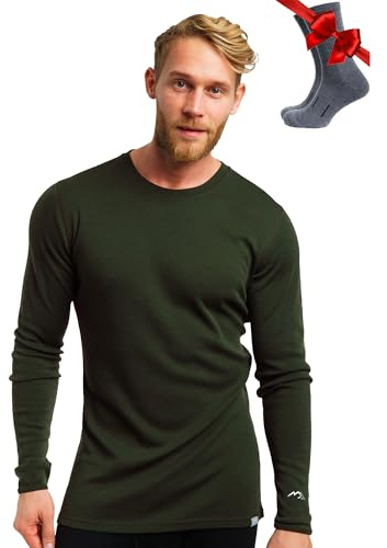Merino.tech Camiseta Termica Lana Merino Hombre - Ropa Térmica 100% Lana | Absorbe humedad, capa base para todo el año. Pesos: Ligero, Medio y Pesado