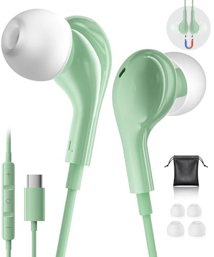 USB C Headphones for iPhone 16 Samsung Galaxy S25 S24 Ultra A16 A55 Earphones Wired USBC Headphone with Mic HiFi Wired Headphones USB C Earphones for iPhone 15 Samsung S23 S24 FE A56 A54 A35 iPad 10th