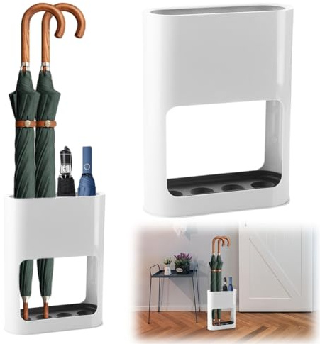 CEWROM Schirmständer, Regenschirmständer 4 Slots, Regenschirmhalter mit Abnehmbarer Abtropfschale, Eingangsbereich Schirmständer, Zuhause Drinnen Schirmhalter für Lange/Kurze Regenschirme Schirmhalter