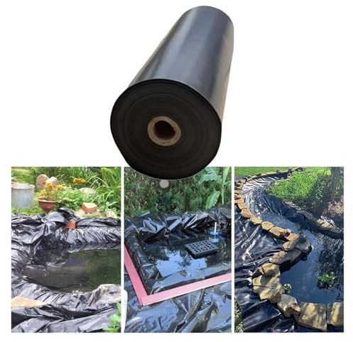 Teichvlies HDPE Schwarz Schwerlast Wasserdicht und langlebig Teichfolie für den BAU von Wasserbauprojekten künstliche Seen Zisternen 6m x 6m(4x9m)