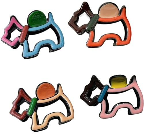 4 pinzas huecas para el pelo con diseño de animales, con forma de perro, para mujeres y adolescentes, clip de uso diario
