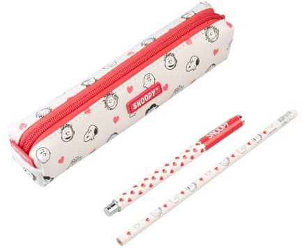 Grupo Erik Peanuts Snoopy Federmäppchen mit Stiften Mäppchen Merch | Federmappe mit Kugelschreiber & Bleistift - Schulmäppchen Federtasche Mädchen Jungen Schlampermäppchen Geschenke Einschulung